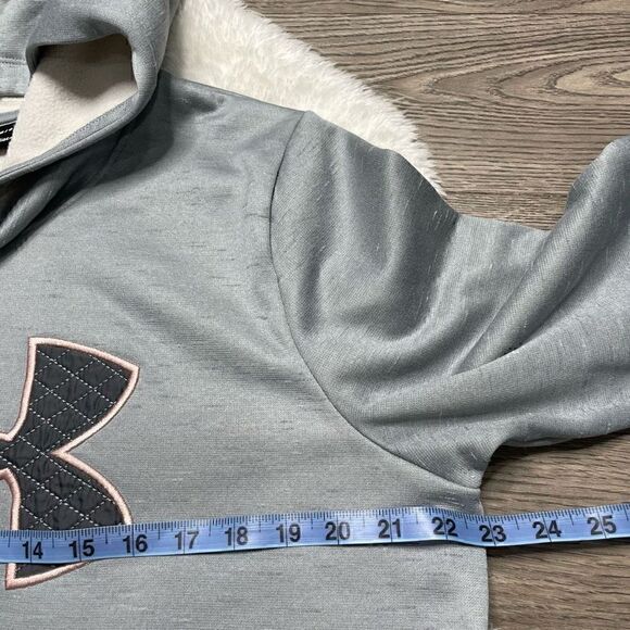 Under Armour Hoodie Womens Large Loose Fit Gray Sweater Cold Gear Long Sleeve - Picture 5 of 7